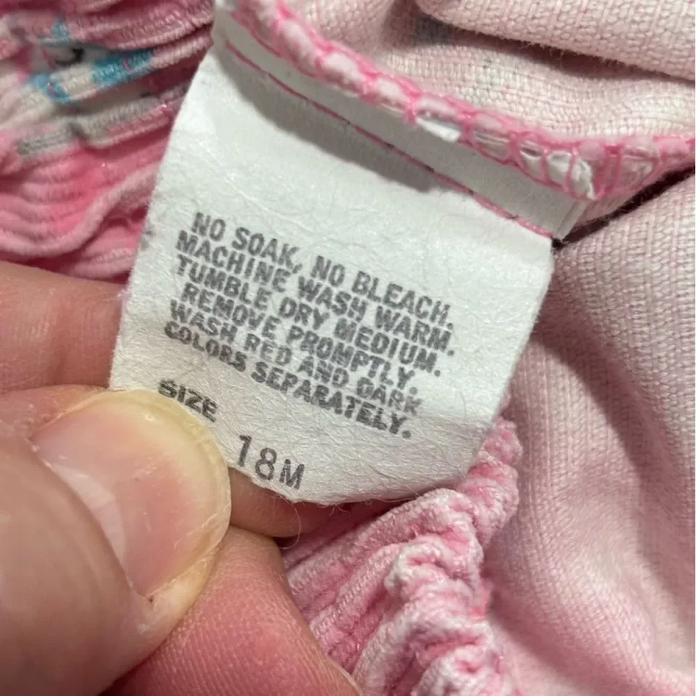 Vintage 1980s Union USA OshKosh Girl's Pink Corduroy  Skiing Bunnies Size 18 Mos